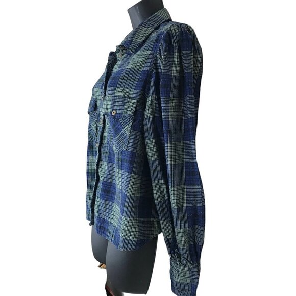 We The Free Blue and Green Plaid Button Down Shirt - Picture 5 of 8